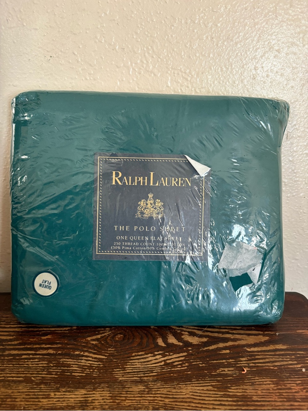 NEW RALPH LAUREN the Polo Sheet Green Queen Flat Sheet 100% Cotton 250 Thread